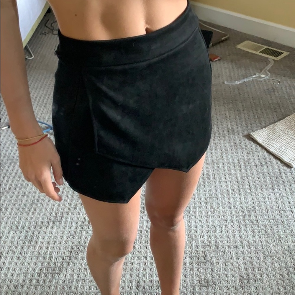 Soft faux leather wrap around skort
